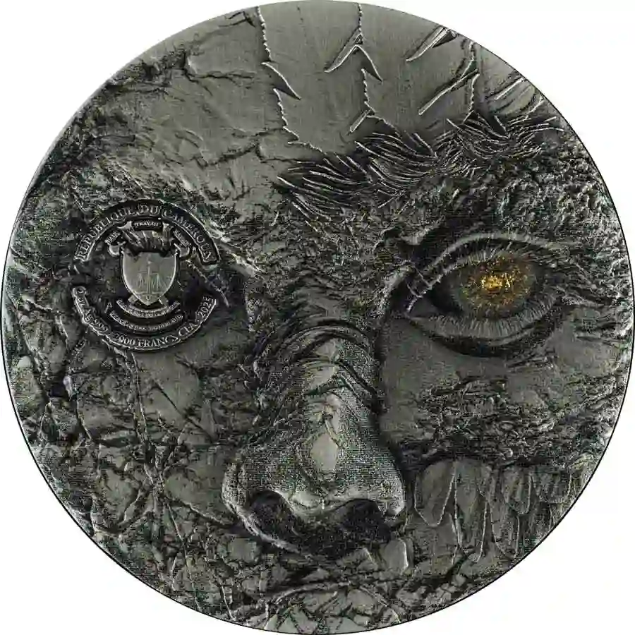 obv 2025 Cameroon 2 oz Archangel Sariel High Relief Antiqued Silver Coin
