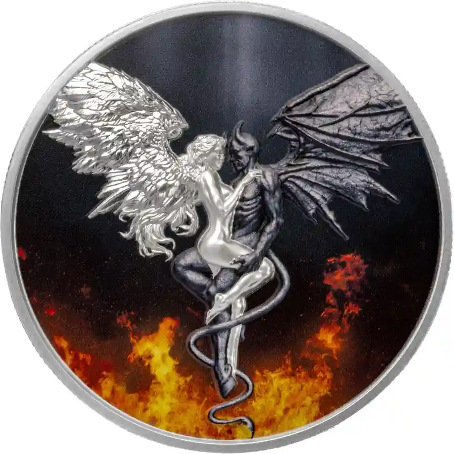 angel-rev 2026 Liberia 2 Ounce Angel & Devil Ultra High Relief Color Silver Coin