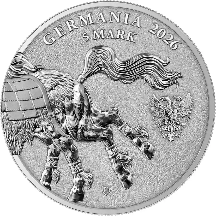 sleipnir-1-oz-BU-obv Reserve today at artincoins.com , the 2026 Germania Beasts Sleipnir BU Silver Coin