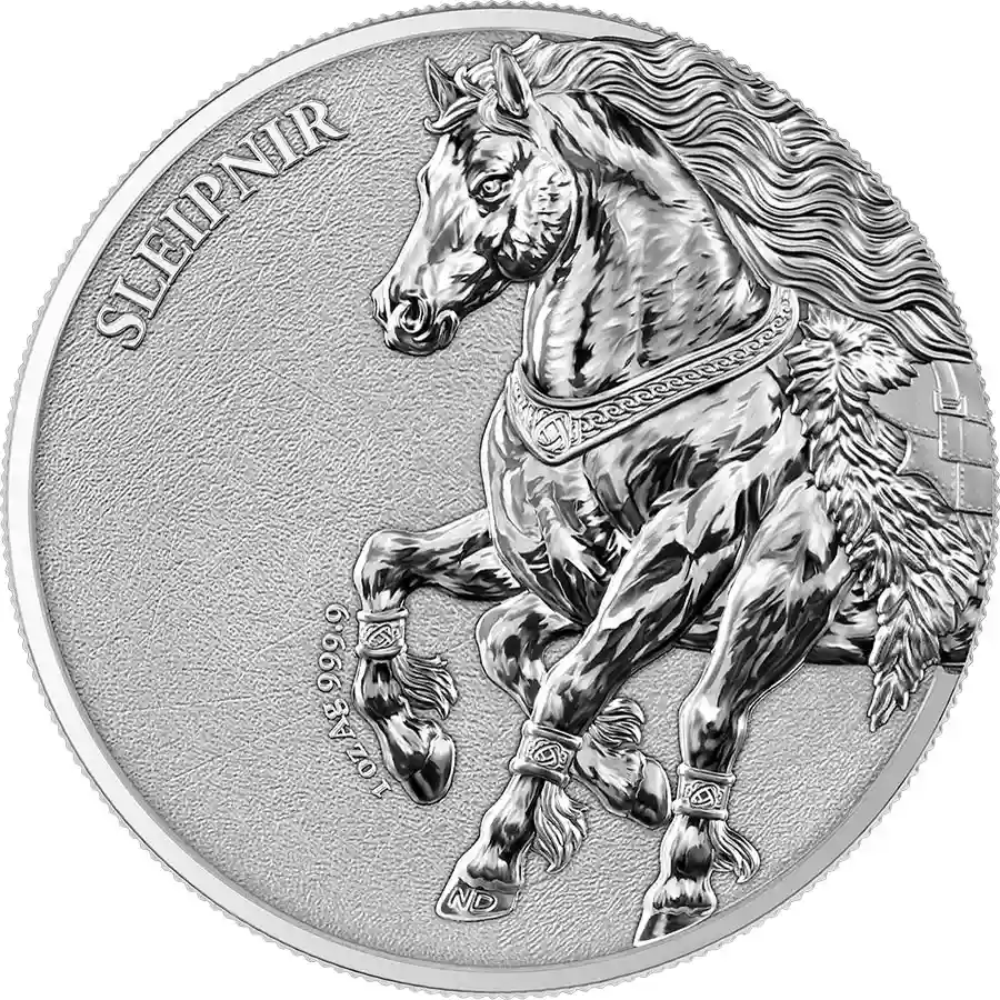 sleipnir-1-oz-BU-rev 2026 Germania 1 Ounce Mythical Beasts Sleipnir BU Silver Round