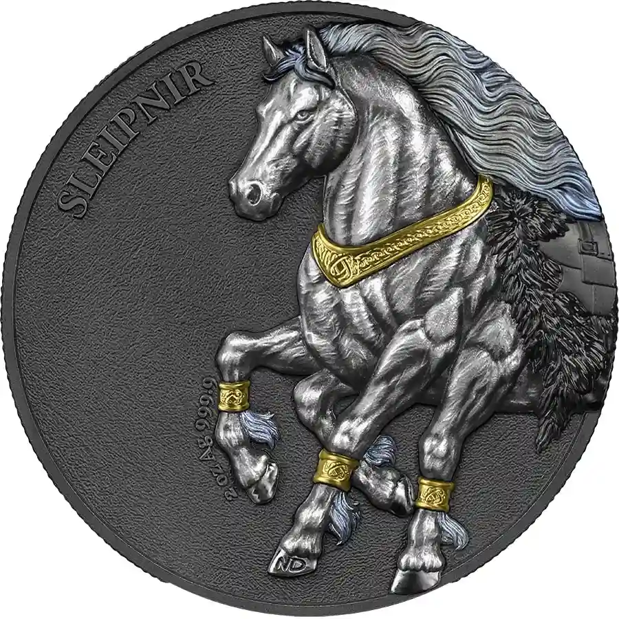 sleipnir-hr-rev 2026 Germania 2 Ounce Mythical Beasts Chameleon Sleipnir Silver Round