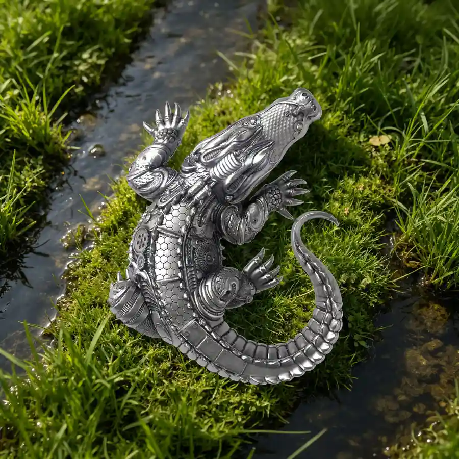antique-mood Great for gifting, the 2027 Gustave Crocodile 3D Sculpture Silver Coin