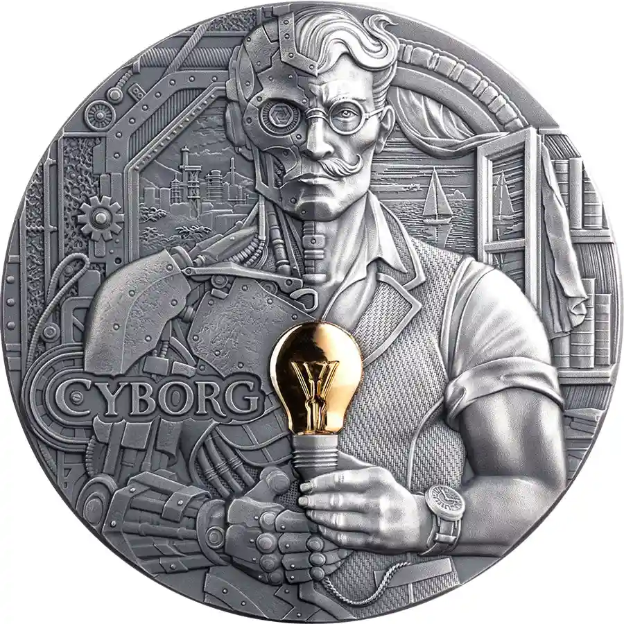 cyborg-rev 2026 Cameroon 2 Ounce Dual Essence Cyborg High Relief Antiqued Silver Coin