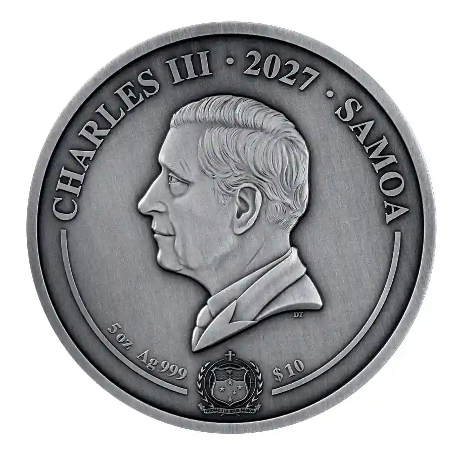 diagon-obv 2027 Samoa 5 oz Harry Potter Diagon Alley Sliding Door Silver Coin