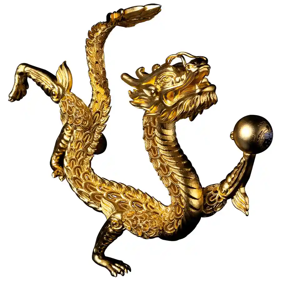 dragon-box-iso 2027 Samoa Chinese Dragon 24K Plated 3D Shaped Filigree Silver Coin