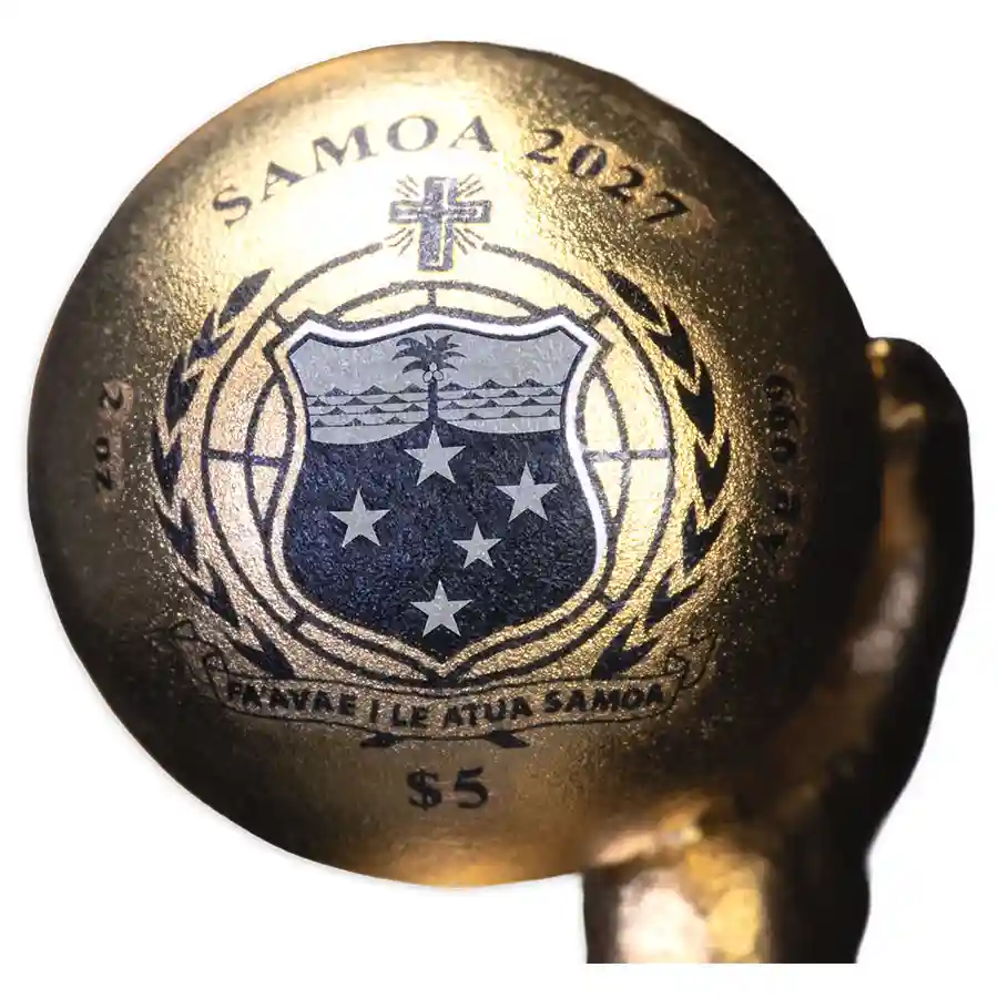 dragon-box-obv 2027 Samoa 2 oz Dragon 24K Plated 3D Shaped Filigree Silver Coin
