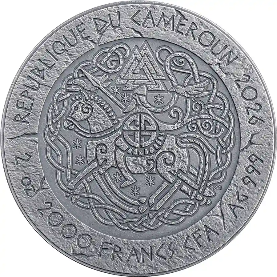 harald-obv 2026 Cameroon 2 oz Harald Hardrada High Relief Antiqued Silver Coin