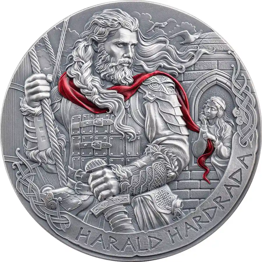 harald-rev 2026 Cameroon 2 Ounce Harald Hardrada High Relief Antiqued Silver Coin