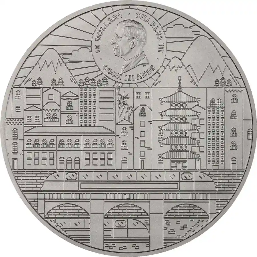 japan-obv 2026 Cook Islands 2 Ounce 3 Levels of Japan Black Proof Silver Coin