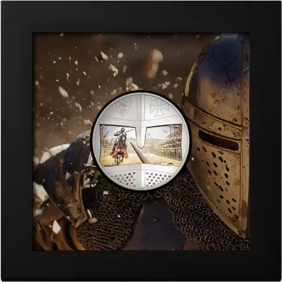 jousting-box Reserve today at artincoins.com, the historically themed - Knight Games Jousting Silver Coin