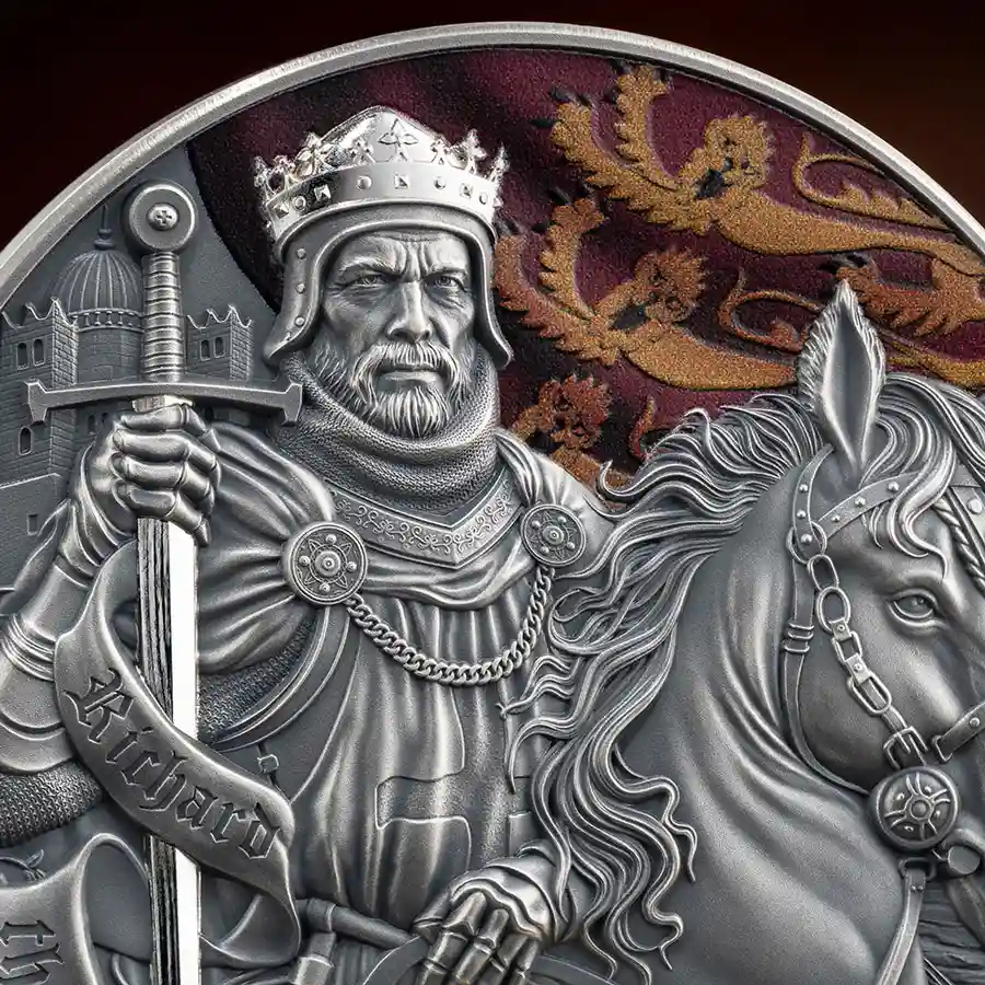 lionheart-detail 2026 Samoa Richard the Lionheart 24K Gilded Silver Coin