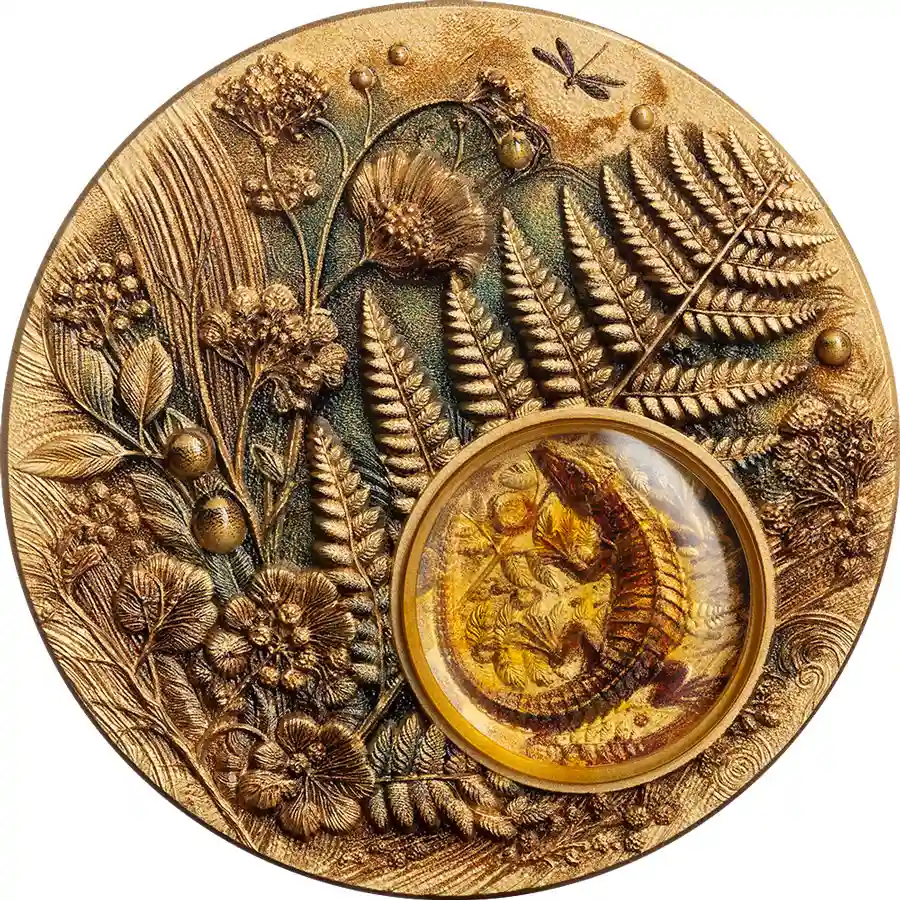 lizard-rev 2026 Samoa 2 Ounce Lizard Amber Mirage 24K Gilded Silver Coin