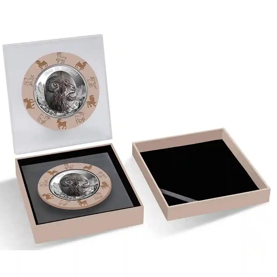 mother-goat-silver-set Order todat at Art in Coins, the Lunar Goat Mother of Pearl Silver Coin