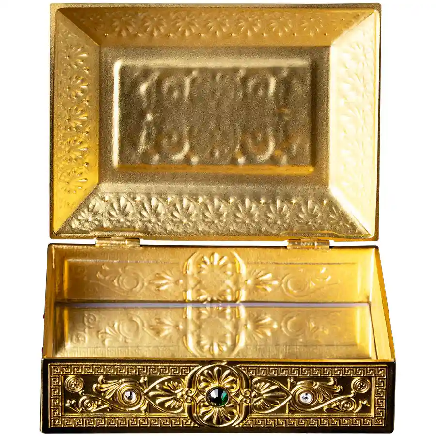 pandora-front-open 2027 Pandora's Box 3D Shaped 24K Plated Silver Coin