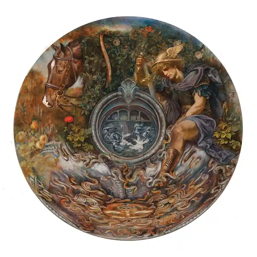 perseus-rev 2026 Liberia 10 Ounce Anamorphosis Myth of Perseus & Medusa Colored Silver Coin