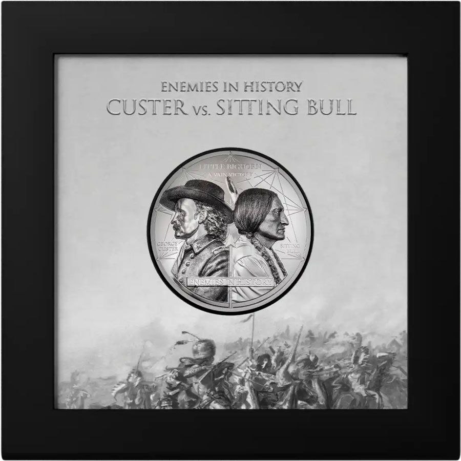 bighorn-box Reserve history today at Art in Coins the Custer vs. Sitting Bull Silver Proof Coin