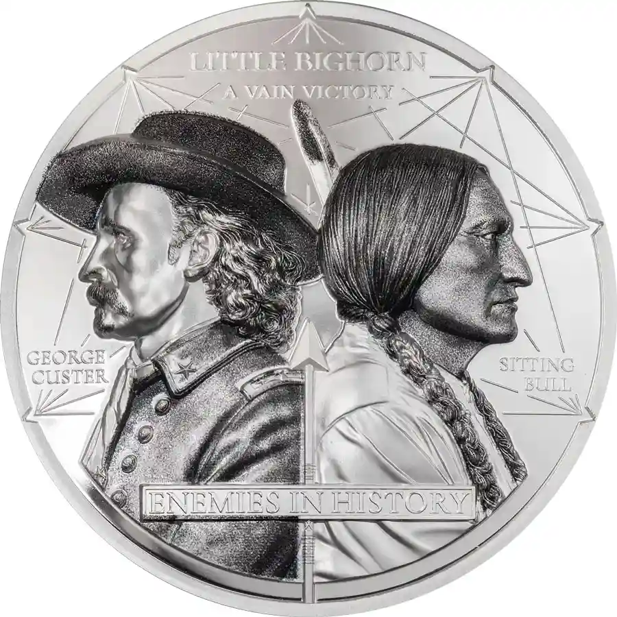 bighorn-rev 2026 Mongolia 2 Ounce Custer vs. Sitting Bull Colored Silver Proof Coin