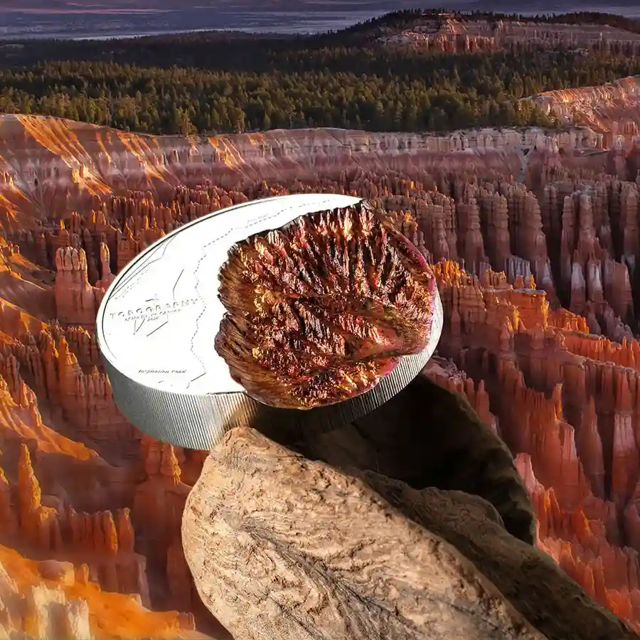 bryce-mood 2026 Cook Islands Topography Bryce Canyon Ultra High Relief Silver Coin