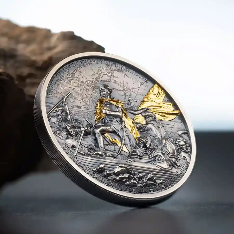 delaware-mood 2026 Cook Islands Crossing the Delaware 24K Gilded Silver Coin