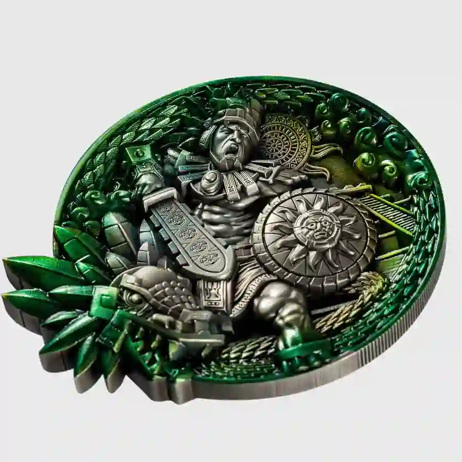2024 Chad 10 oz Quetzalcoatl URH Color Antiqued Silver Coin