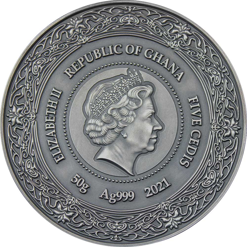 2021 Ghana 50 Gram Eir Goddess of Health Color Silver Coin 2021 Ghana 50 Gram Eir Goddess of Health Color Silver Coin
