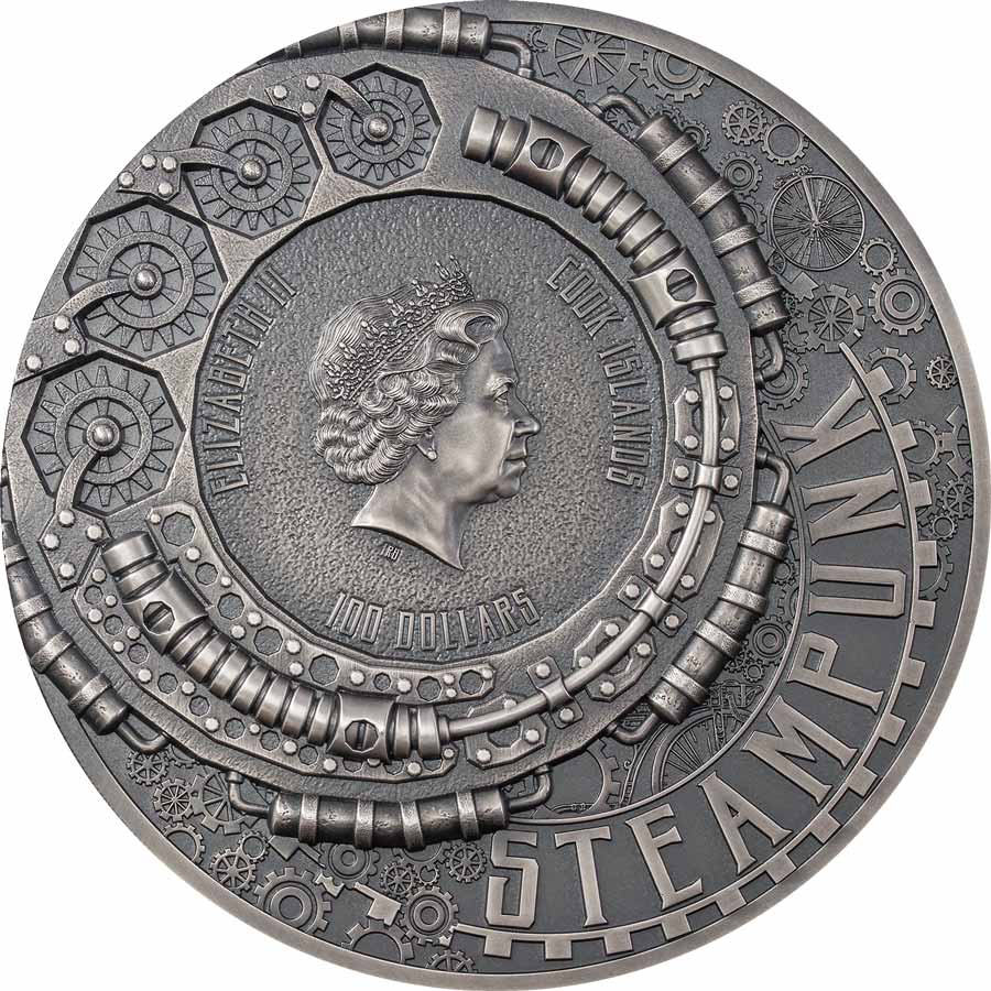 2022 Cook Islands 1 Kilogram Steampunk Ultra High Relief Silver Coin 2022 Cook Islands 1 Kilogram Steampunk Ultra High Relief Silver Coin