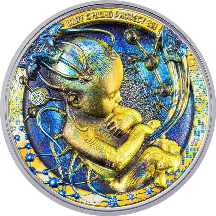 2022 Palau 3 Ounce "The Baby" Cyborg Revolution Black Proof Silver Coin 2022 Palau 3 Ounce "The Baby" Cyborg Revolution Black Proof Silver Coin