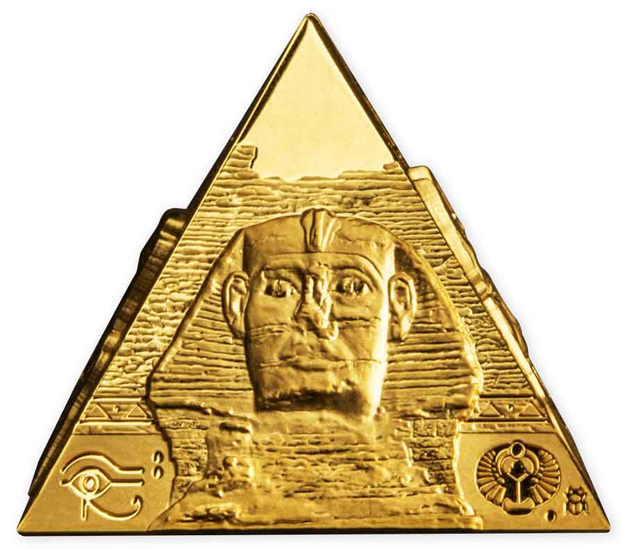 23_3D-Pyramid_Side-A_v1 2023 Pyramid of Giza 5 oz 3D Minted Antiqued Gold Coin