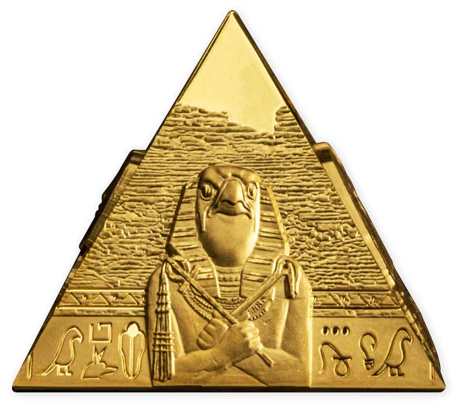 23_3D-Pyramid_Side-D_v1 2023 Samoa 5 Ounce Pyramid of Giza 3D Minted Antique Finish Gold Coin