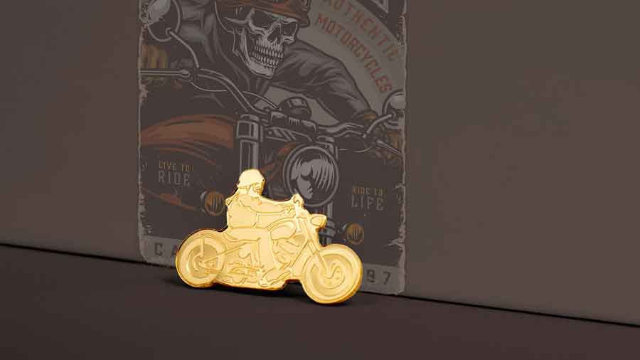 30086_Biker_s2web Palau Biker 1/2 Gram Silk Finish Gold Coin