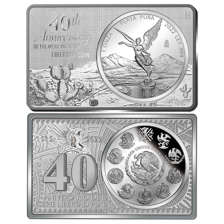 libertad-set 2022 Mexico 3 Ounce Silver Libertad 40th Anniversary Commemorative Set