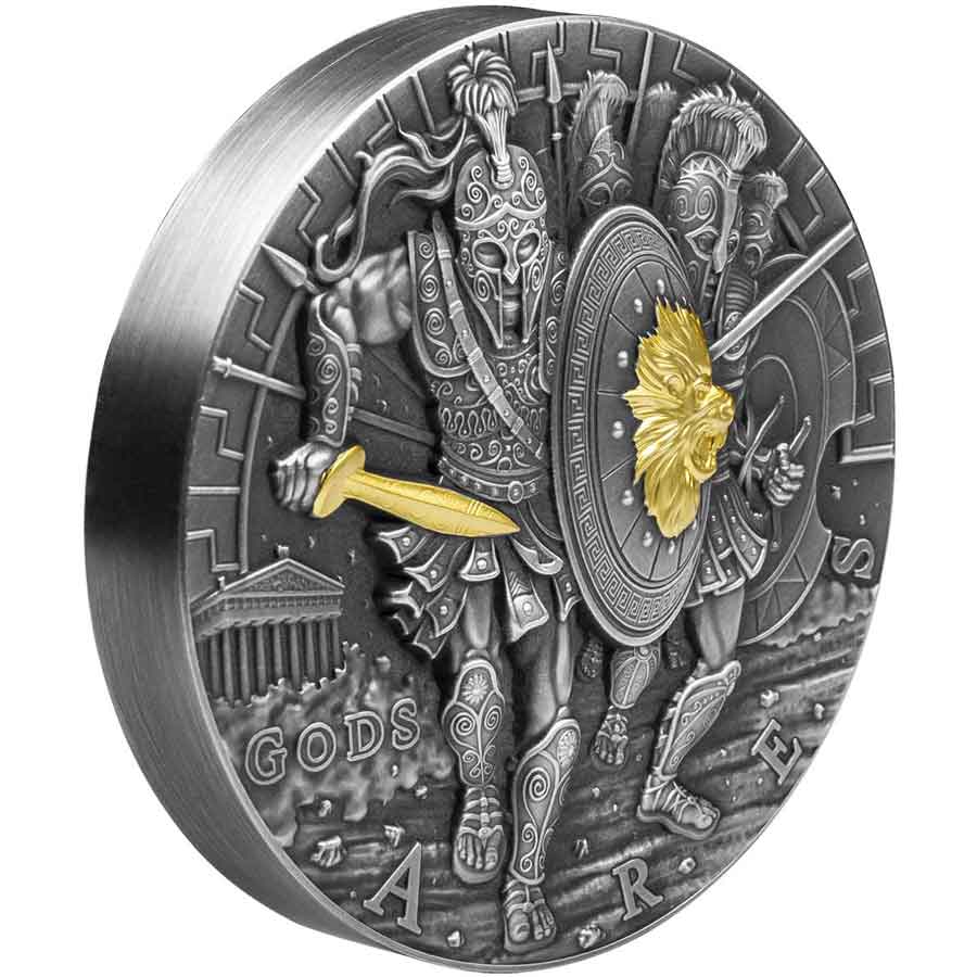 2022-NRT-Gods-1kg-Ares-REVA Ares Gods 1 kg Ultra High Relief Gilded Silver Coin