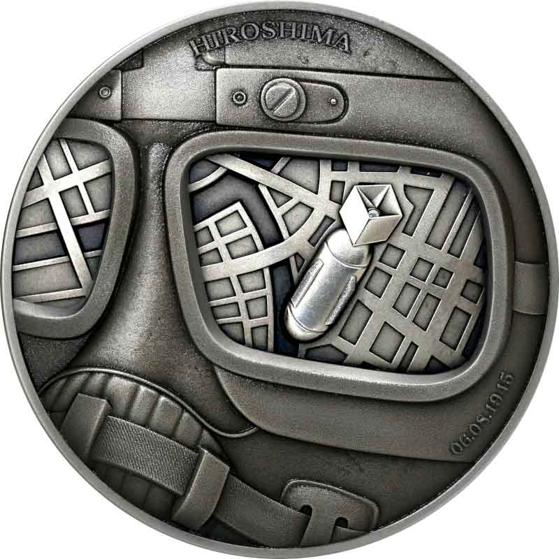 C1 2022 Niue 2 Ounce Human Tragedies Hiroshima Antique Finish Silver Coin
