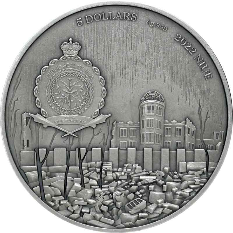 C3 2022 Niue 2 oz Human Tragedies Hiroshima Antique Finish Silver Coin