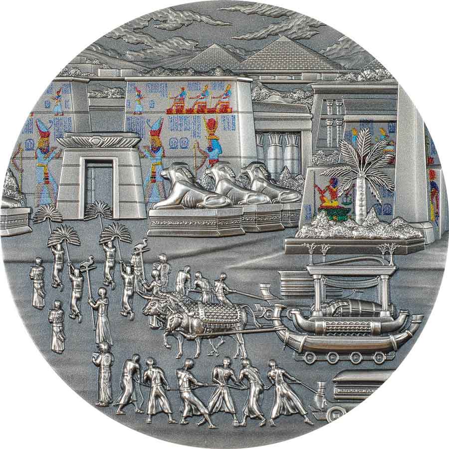 PW2308_Rites-of-Passage--Egyptians_r 2023 Palau 2 Ounce Egyptians Rites of Passage & Afterlife High Relief Silver Coin