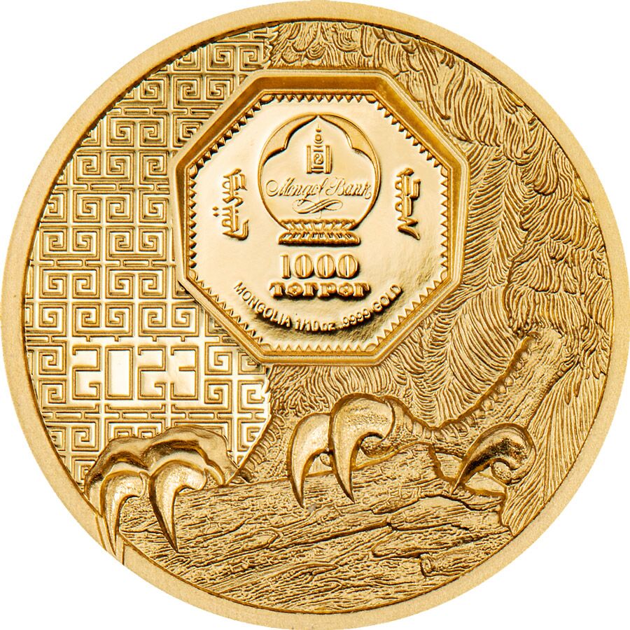 30285_Mongolian-Falcon-Gold-1-10oz_o 2023 Mongolia 1/10th oz Mongolian Falcon UHR Gold Proof Coin