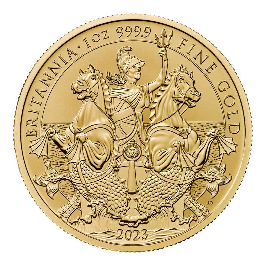 The-Britannia-Frosted-Set-1oz-Reverse---BR23GFRFS 2023 Great Britain Britannia 1 oz Reverse Frosted Gold Proof Coin