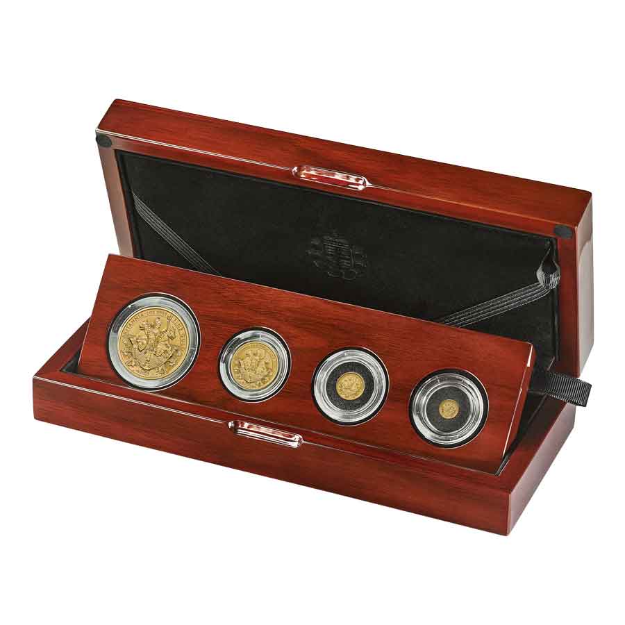 The-Britannia-Frosted-Set-Reverse-Case-Left---BR23GFRFS 2023 Great Britain Britannia Reverse Frosted Gold Proof Coin Collection