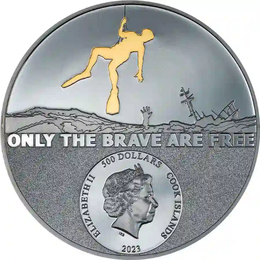 30312_Real-Heroes-2023---Coast-Guard-Rescue-Swimmer-5oz-Au_o 2023 Cook Islands 5 oz Real Heroes Coast Guard UHR Black Proof Gold Coin