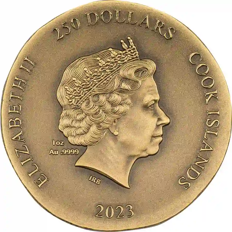 30343_Arethusa-1oz-Au_o 2023 Cook Islands 1 oz Arethusa Ultra High Relief Antique Finish Gold Coin