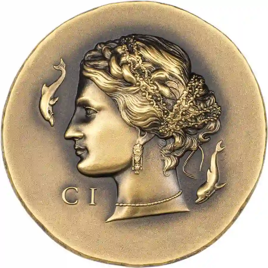 30343_Arethusa-1oz-Au_r 2023 Cook Islands 1 Ounce Arethusa Ultra High Relief Antique Finish Gold Coin