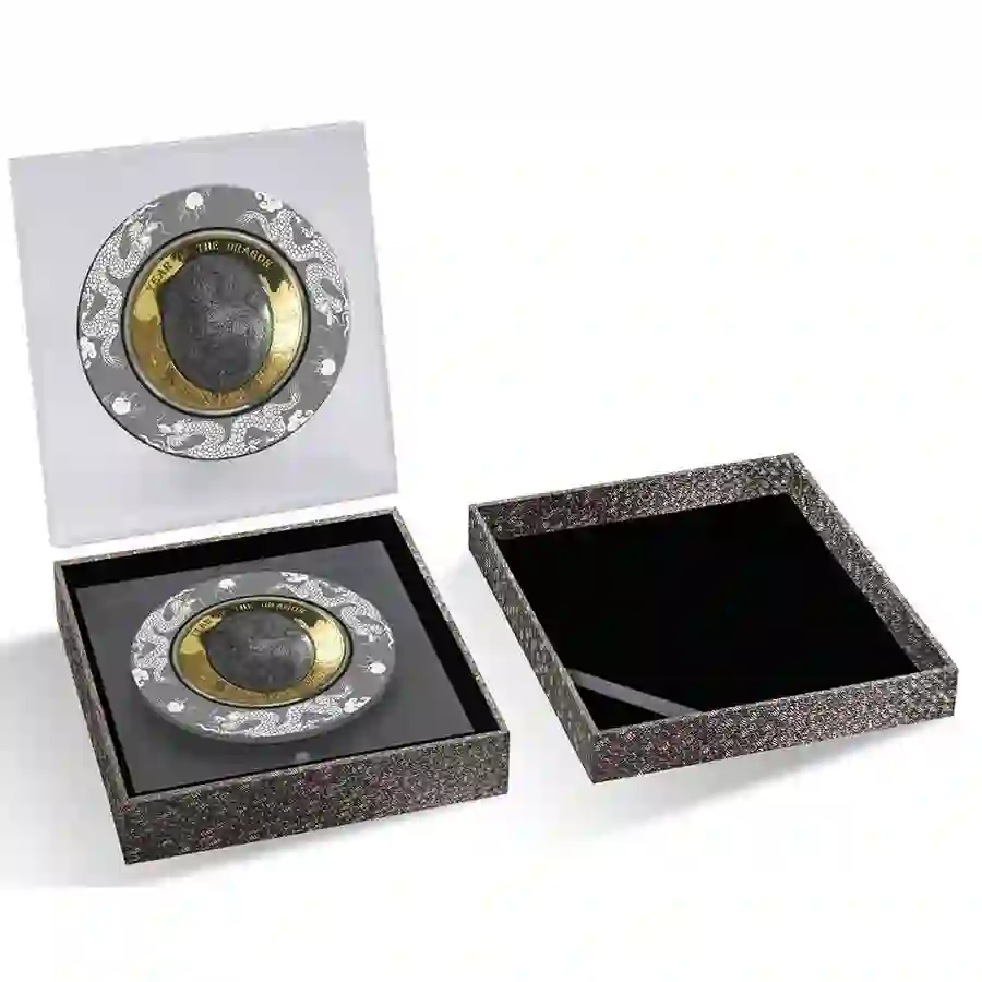 dragon-gold-box Year of the Dragon Mother of Pearl 24K Gold Proof Coin