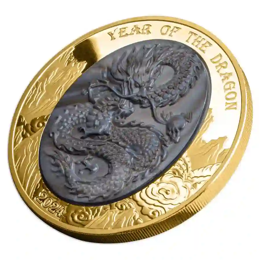 dragon-gold-iso 2024 Year of the Dragon 5 oz Mother of Pearl 24K Gold Proof Coin