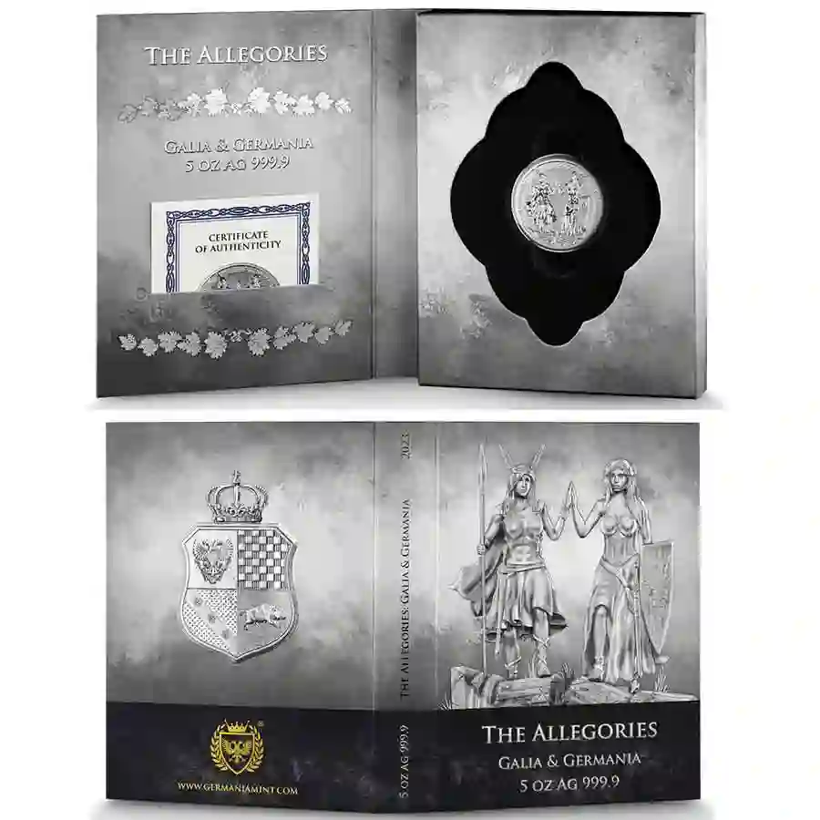 5-oz-folder Allegories Galia & Germania 2 oz BU Silver Round