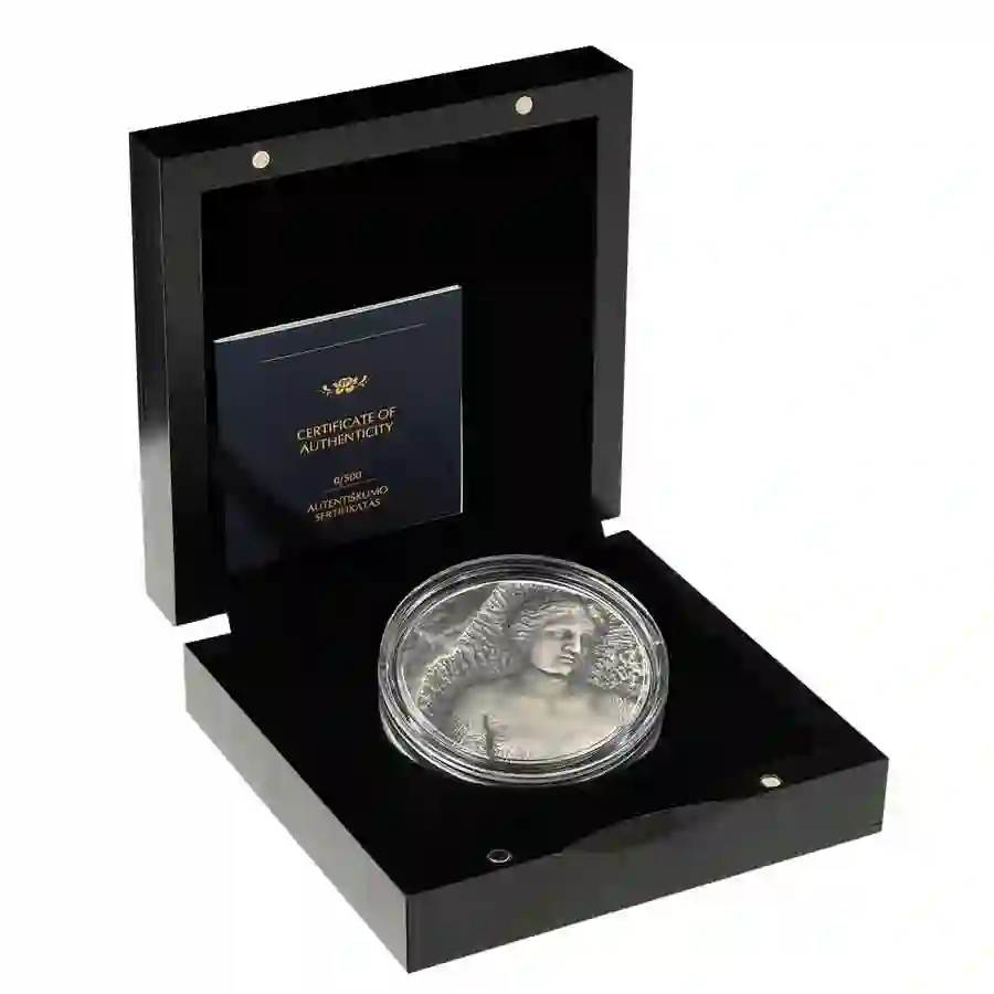 Venus-de-Milo-packing 2023 Niue 2 oz Art of Sculpture Venus de Milo High Relief Silver Coin