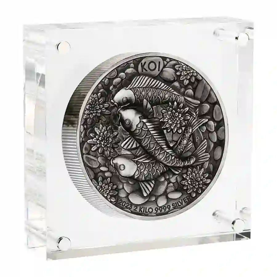 display 2023 Koi Fish UHRAntique Finish Silver Coin