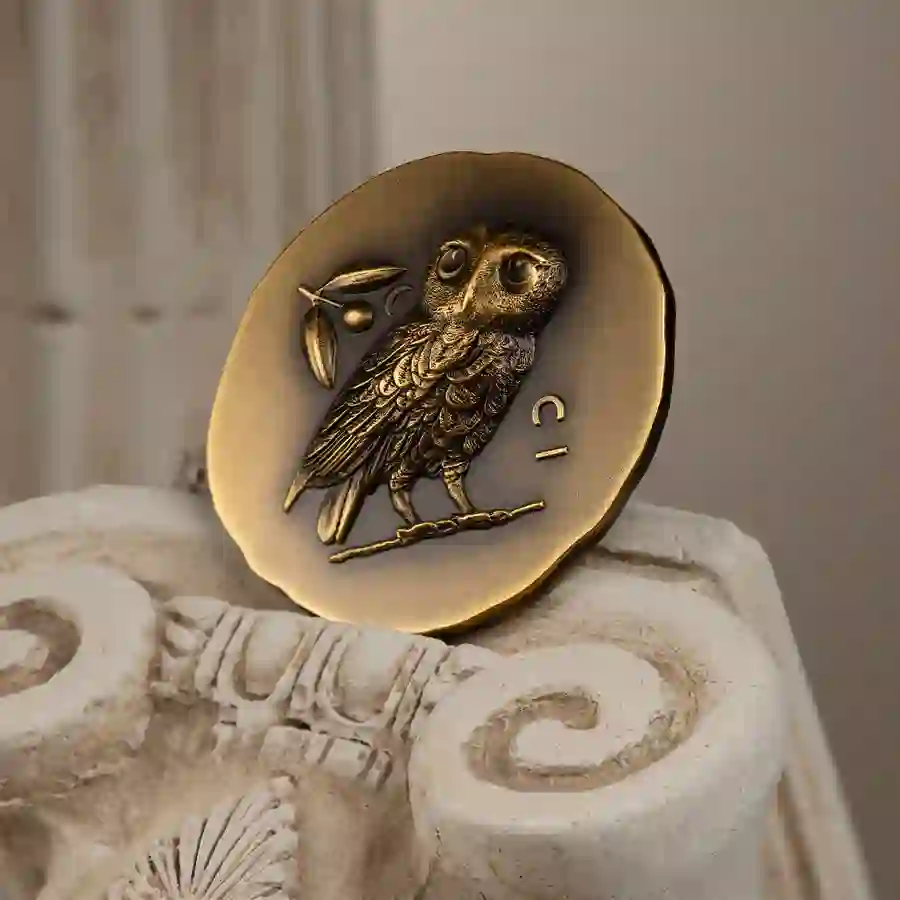 30309_Athenas-Owl-1oz-Au_s1 Athena's Owl 1 oz UHR Antiqued Gold Coin