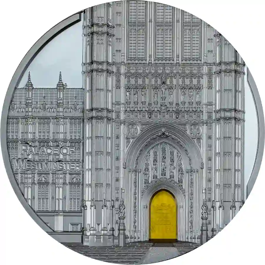 30371_Tiffany-Art-Metropolis-London-Black-Proof_r 2023 Palau 5 Ounce Tiffany Art Metropolis Westminster Palace Black Proof Silver Coin