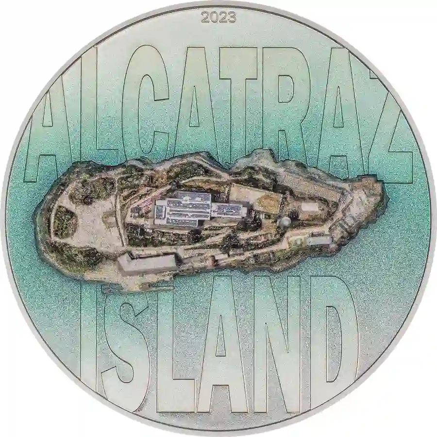 30400_Alcatraz-Island_r 2023 Cook Islands 3 Ounce Famous Islands Alcatraz High Relief Silver Proof Coin