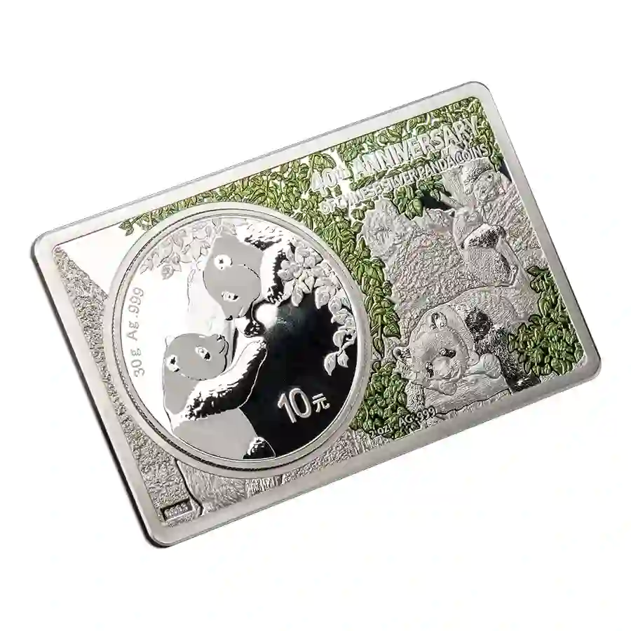 panda-bar-iso 2023 Chinna 3 Ounce Silver Panda 40th Anniversary Commemorative Set